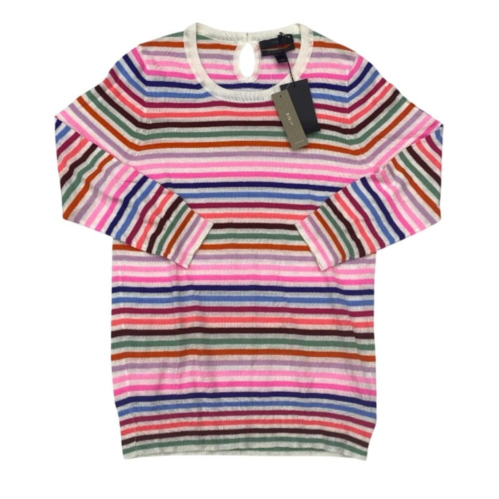 NWT J.Crew Multi-Color Striped Lightweight Cashmere Sweater - Size XS